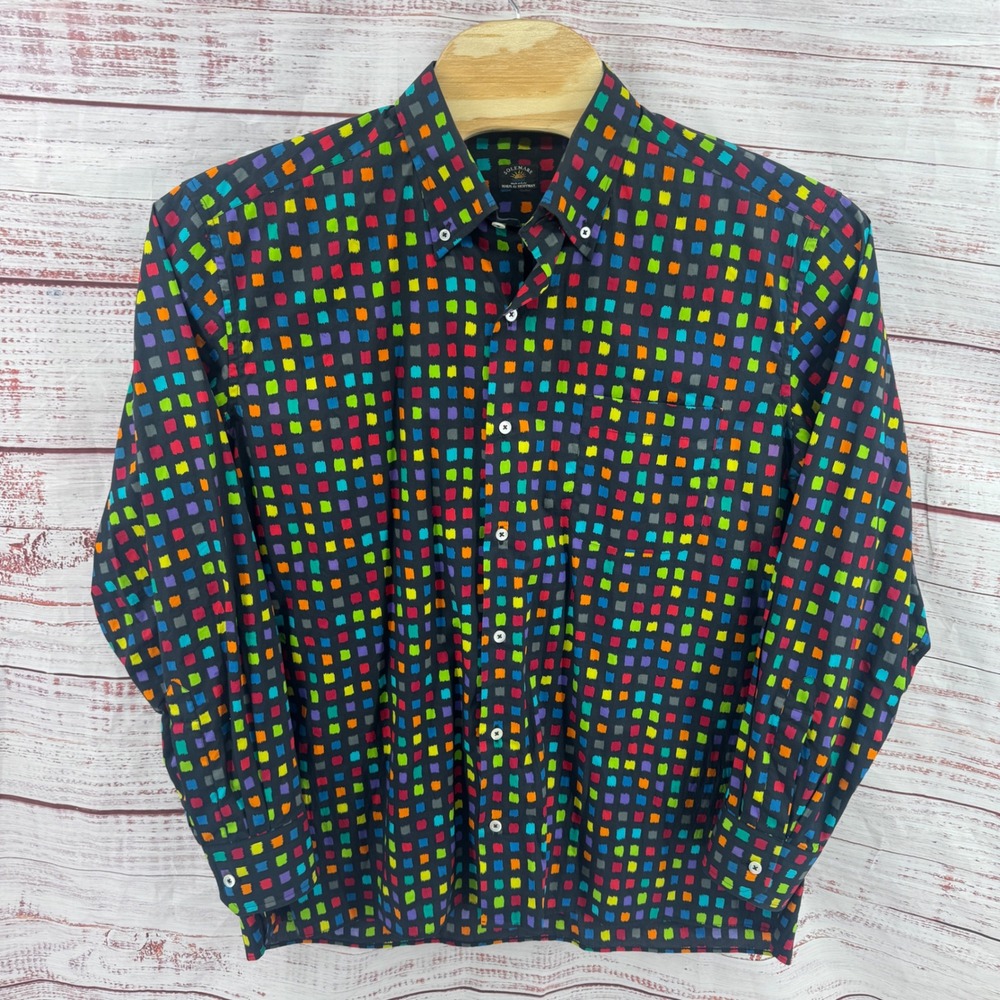 Solemare Maus & Hoffman Shirt Mens XL‎ Button Down Multicolor Brushstroke Italy